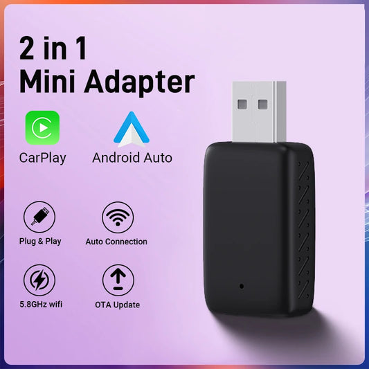 NEW 2-in-1 Mini Wireless CarPlay & Android Auto Adapter – Wired to Wireless Plug & Play for 99% OEM Cars