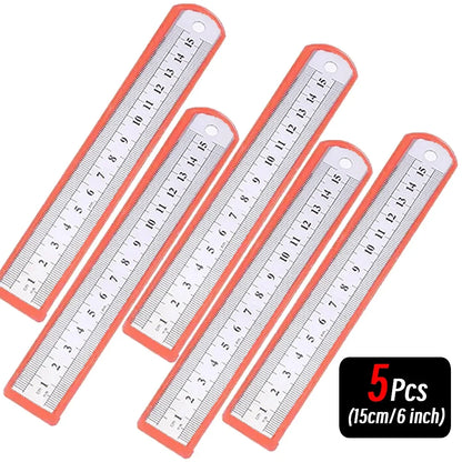 Stainless Steel Precision Ruler - 10-Piece 15-30cm Double-Sided Metric Measuring Scale for Accurate Measurement