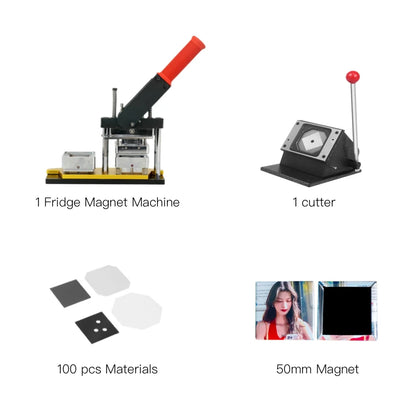 2025 Best Fridge Magnet Button Maker Machine, 50x50mm Square with Cutter & 100pcs Materials Set