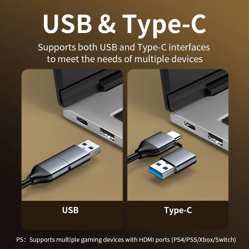 Unnlink 1080P 60FPS HDMI Capture Card - USB & Type-C Video Capture Device for Switch, PS4, TV Box, PC, Phone & Tablet