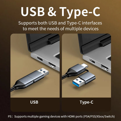 Unnlink 1080P 60FPS HDMI Capture Card - USB & Type-C Video Capture Device for Switch, PS4, TV Box, PC, Phone & Tablet