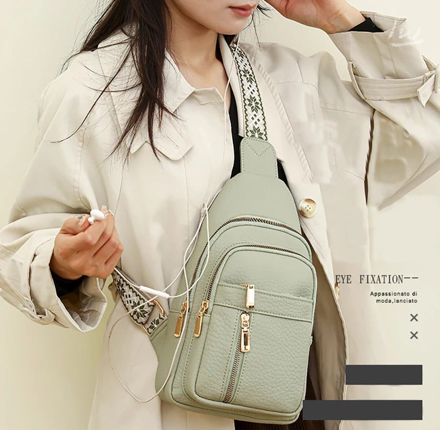 2024 New Women's PU Leather Chest Bag – Fashion Crossbody Shoulder Bag, High-Quality Casual Sac à Main