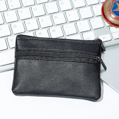 Leather Mini Coin Purse with Zipper – Small Wallet & Key Holder for Women, Men & Kids