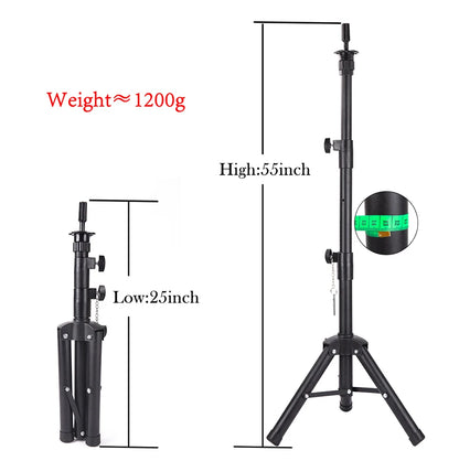 Multifunction Wig Stand — 3-Holder Tripod for Mannequin Heads, Training Dolls & Canvas Blocks