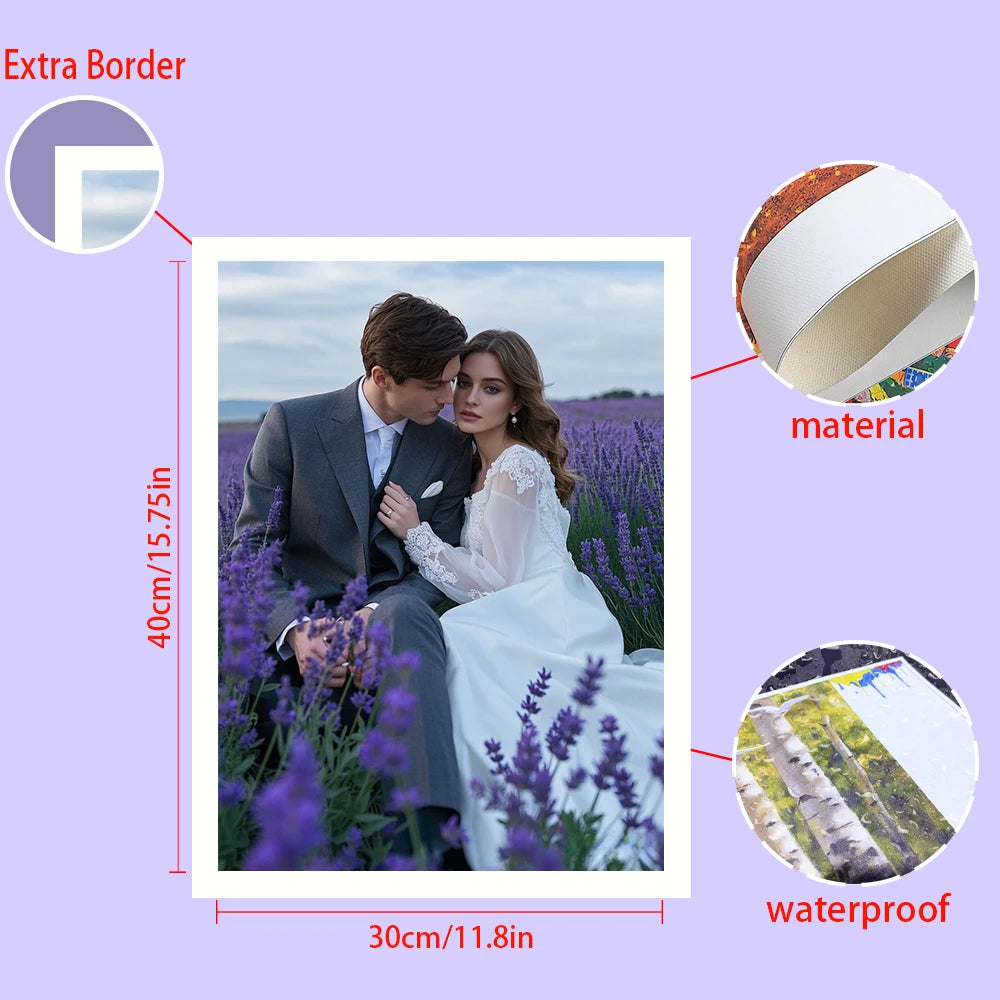 Custom Photo Canvas Poster with DIY Wood Frame Personalized Family, Couple & Pet Gift