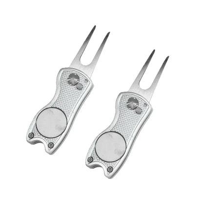 Foldable Golf Divot Repair Tool – Ball Marker & Groove Cleaner Putting Green Fork Accessory