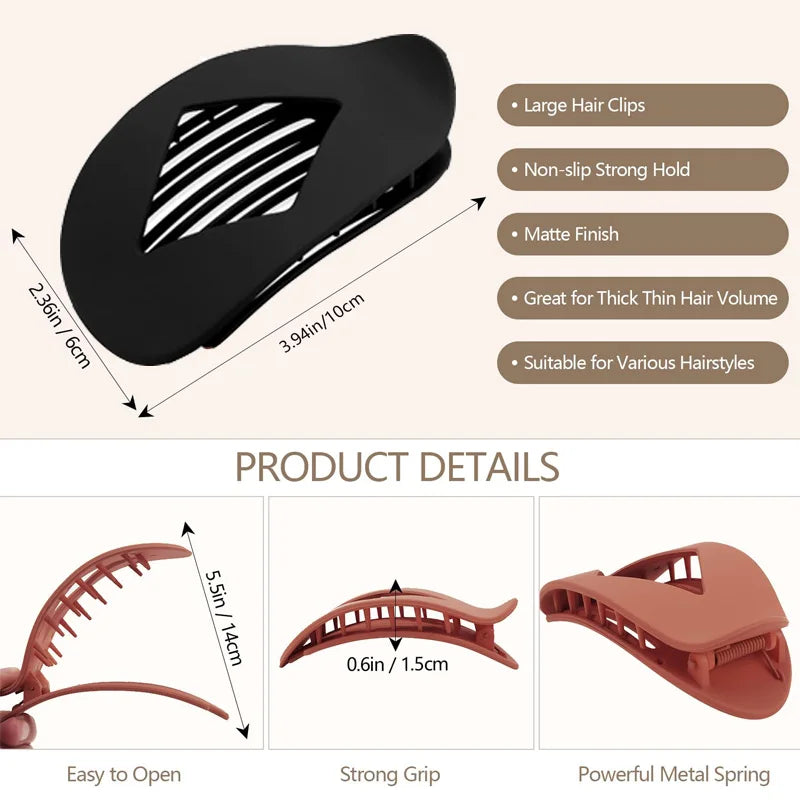 Women’s Fashion Oval Leopard Flat Hair Claw Clip – Acrylic Matte Curved Barrettes for Stylish Everyday Hair Styling Accessories