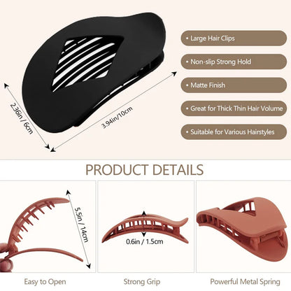 Women’s Fashion Oval Leopard Flat Hair Claw Clip – Acrylic Matte Curved Barrettes for Stylish Everyday Hair Styling Accessories