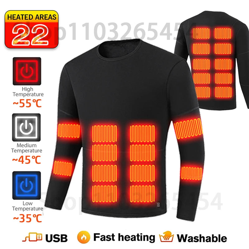 52-Zone USB Heated Winter Underwear for Men & Women – Thermal Electric Heating Jacket and Winter Clothing Accessories