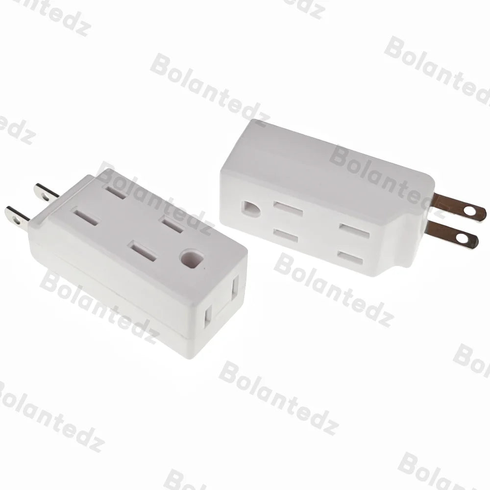3-in-1 US Power Plug Adapter - NEMA 1-15R Two-Pin to Three-Pin Socket Converter for American Standard Plugs