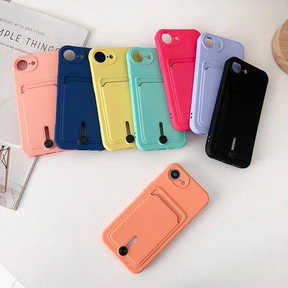 Fashion Wallet Card Holder Phone Case for iPhone 11–17 Series (Pro Max/Plus/Mini) – Soft TPU Shockproof Protective Back Cover with Card Slot