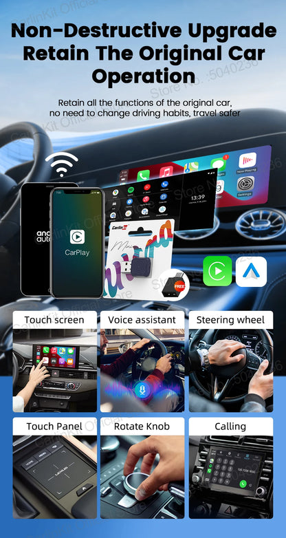 CarlinKit 5.0 Mini Wireless CarPlay & Android Auto Adapter – Plug & Play WiFi Bluetooth for OEM Cars