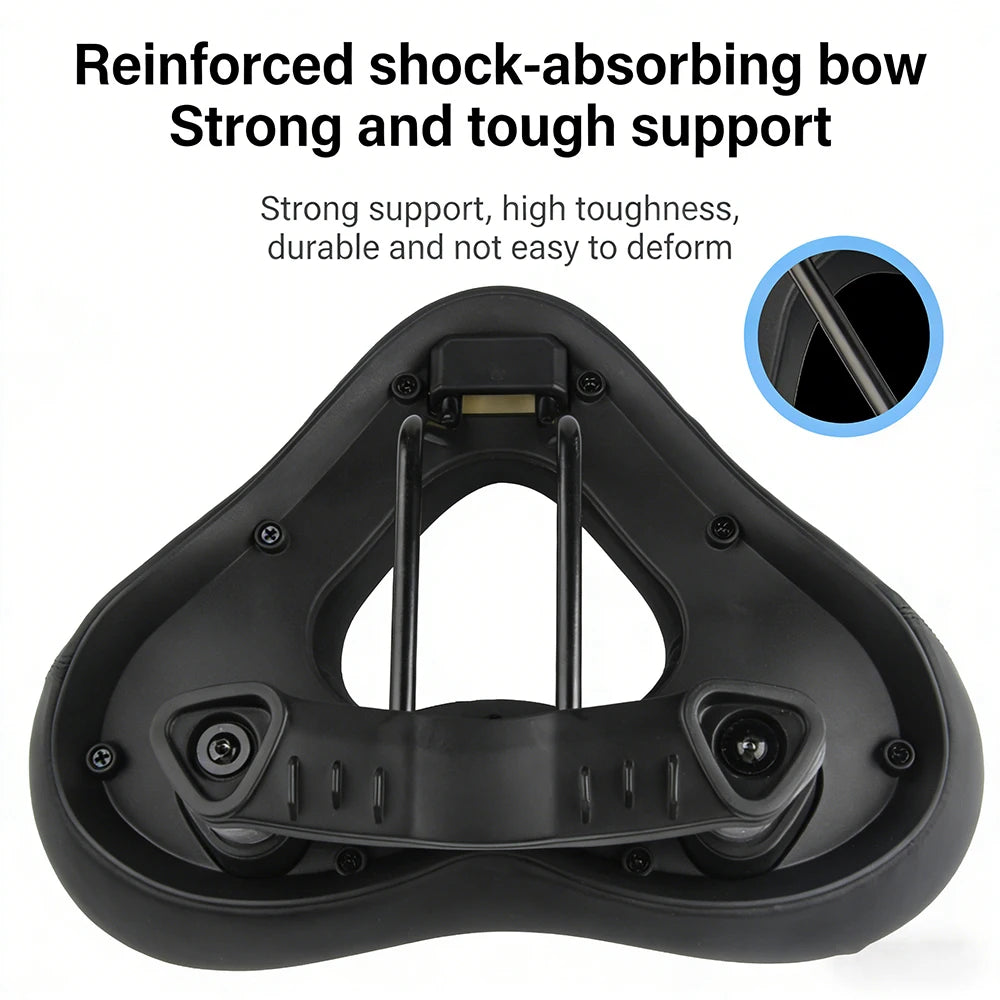 Ergonomic Bike Saddle - Thick Soft Shock-Absorbing Hollow Breathable Seat for Mountain & Road Bikes