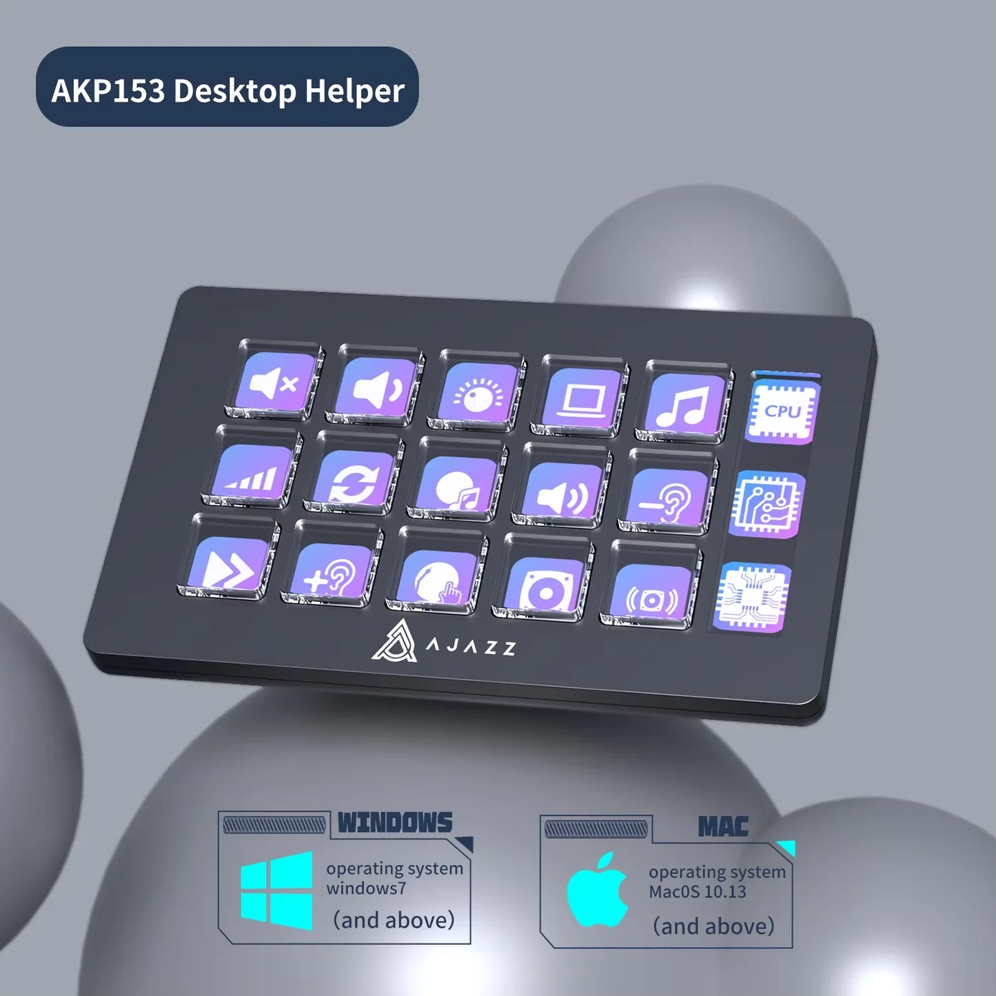 AJAZZ AKP153E Multifunctional Mini Keyboard – 15 Macro Keys Console Panel for Custom Desktop Actions