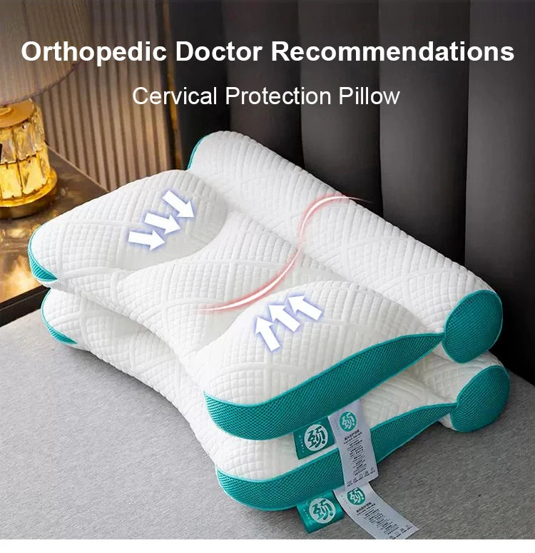 Sleep Neck Care Pillow – Zoning Design Low Pillow for Adults, Washable Knitted Pillow Core for Home & Hotel Use