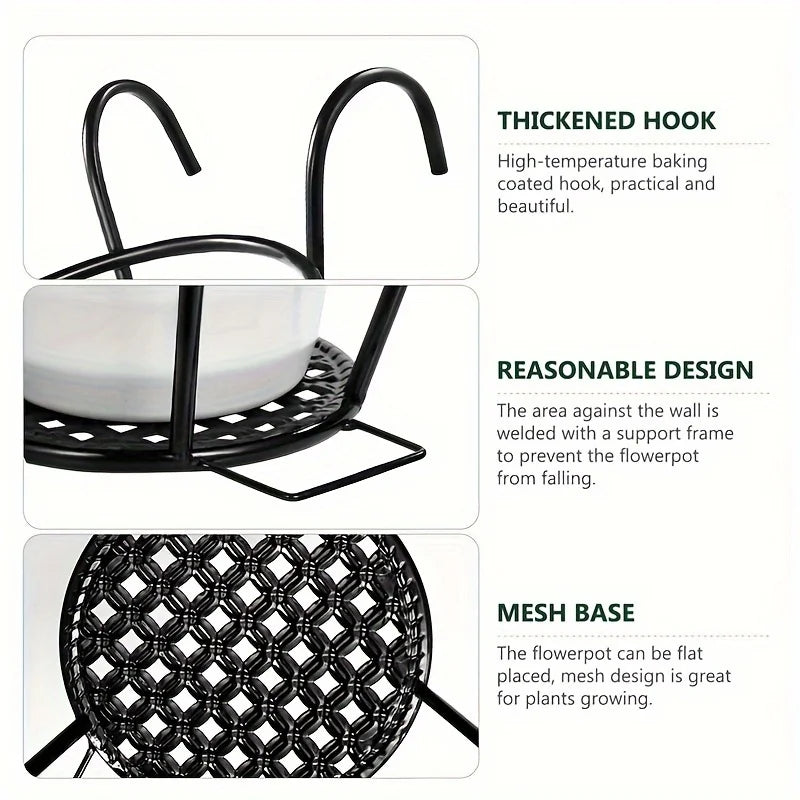 1/2/3pcs Iron Art Hanging Flower Pots with Hooks – Detachable Metal Plant Baskets for Balcony Gardening