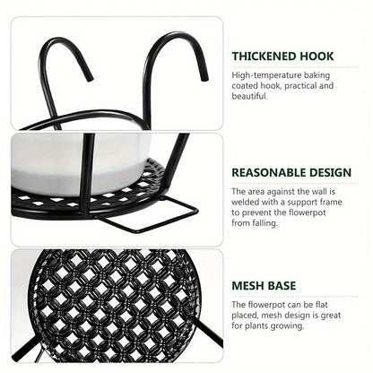 1/2/3pcs Iron Art Hanging Flower Pots with Hooks – Detachable Metal Plant Baskets for Balcony Gardening