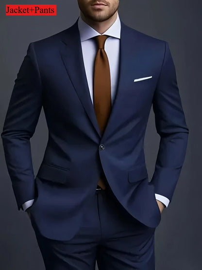 Men's Slim Fit Tuxedo Suit Set - Elegant Black Formal Suit for Weddings, Business & Special Occasions