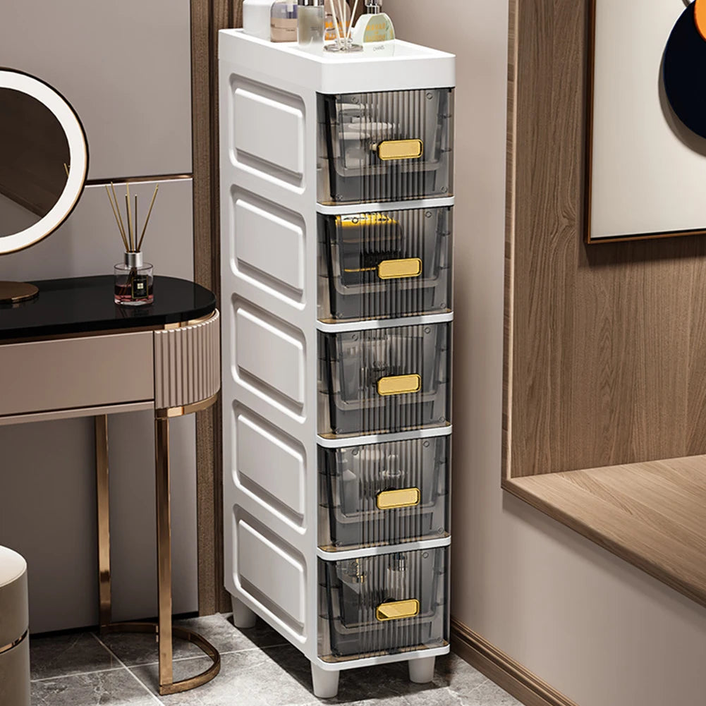 Narrow Toilet Storage Cabinet – 4/5 Tier Waterproof Corner Shelf & Crevice Side Rack