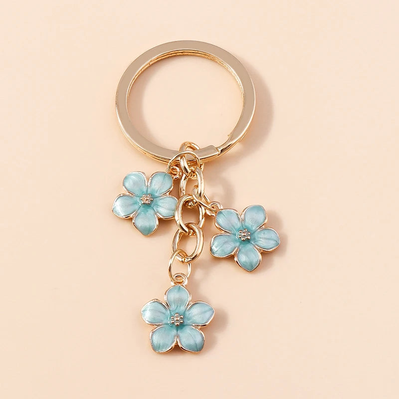 Sakura Flower Enamel Keychain - Colorful Cute Key Ring Handbag Accessory Gift for Women & Girls
