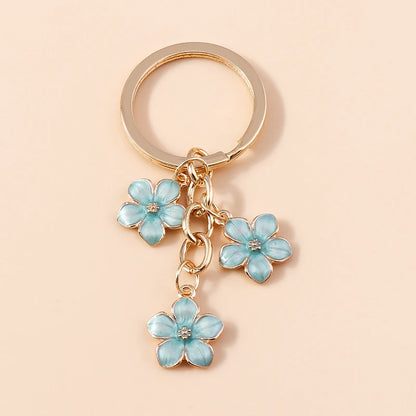 Sakura Flower Enamel Keychain - Colorful Cute Key Ring Handbag Accessory Gift for Women & Girls