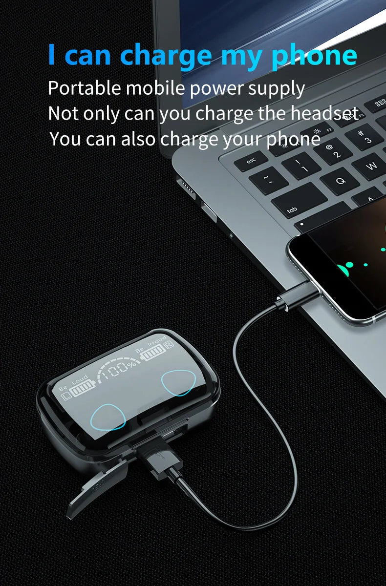 M10 Wireless Earbuds – High-Quality Bluetooth Headset for Sports, Gaming & Music with Built-in Power Bank