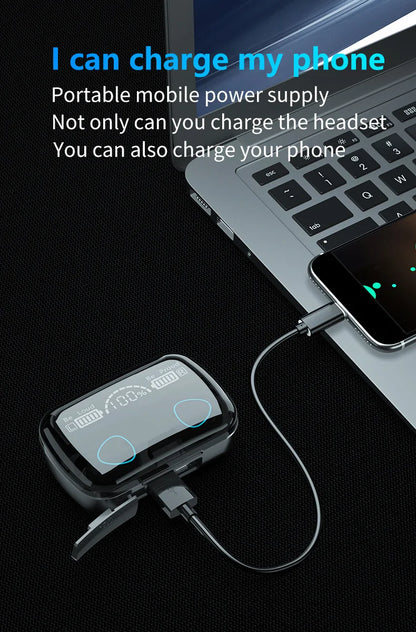 M10 Wireless Earbuds – High-Quality Bluetooth Headset for Sports, Gaming & Music with Built-in Power Bank