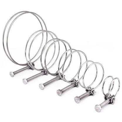 304 Stainless Steel Double Wire Throat Hoop – Adjustable Clip for UPVC Hose, Water & Ventilation Pipes