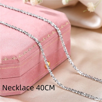 Authentic S925 Sterling Silver Necklace – 2mm Sparkling Collarbone Sweater Chain, Elegant Jewelry Gift for Women