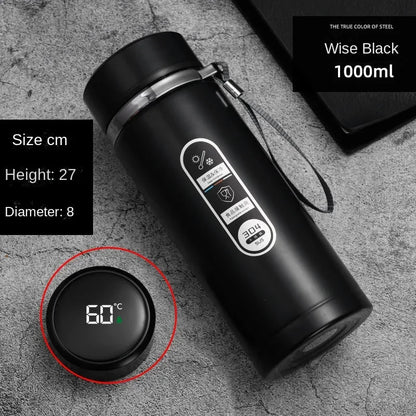 304 Stainless Steel Vacuum Thermos Bottle 800ml–1L with LED Temperature Display – Portable Travel Tea & Coffee Insulated Drinking Cup