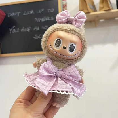 17cm Mini Plush Doll Clothes Set – Kpop EXO Labubu Idol Doll Shark Onesie & Accessories, DIY Girl Gift