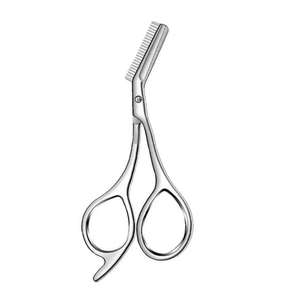Professional Stainless Steel Eyebrow Scissors with Comb - Hypoallergenic Ergonomic Precision Grooming Tool