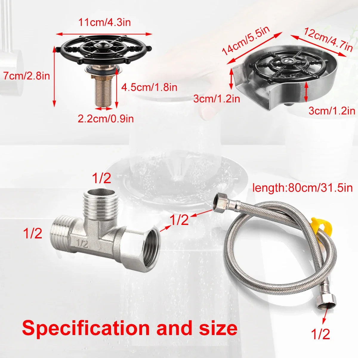 Automatic Cup Washer Faucet Glass Rinser for Kitchen Sink - Bar Glass Rinser, Coffee Pitcher Wash Cup Tool, Essential Kitchen Sink Accessories