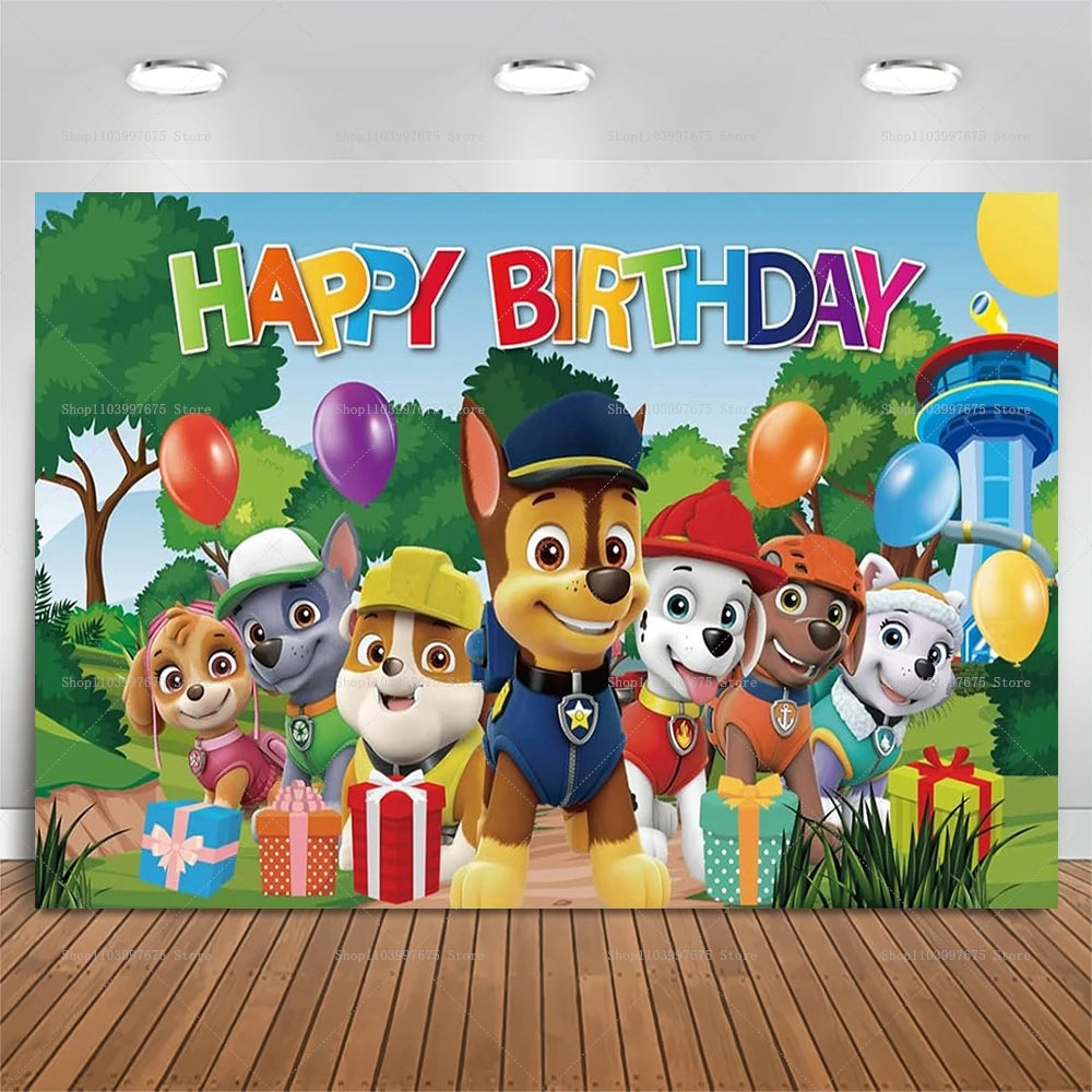 Paw Patrol Birthday Party Backdrop – Kids Party Decorations, Photography Background & Baby Shower Banner
