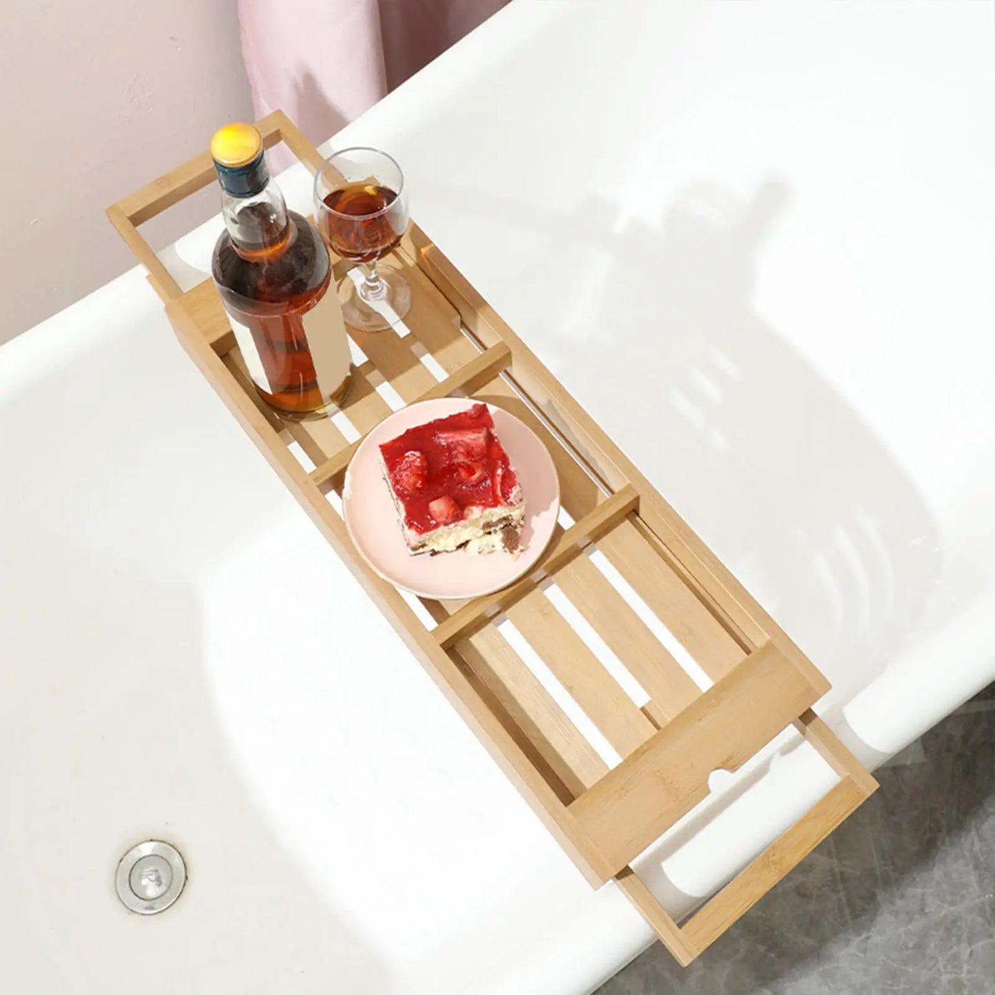 Expandable Bathtub Rack Tray – Bath Shelf Organizer for Soap, Drinks, & Tealights