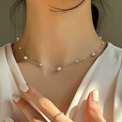 Imitation Pearl Heart Choker Necklace for Women – Trendy Party Clavicle Jewelry Gift