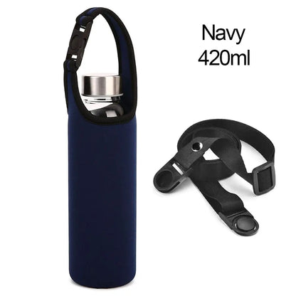 Insulated Water Bottle Carrier Bag - Adjustable Shoulder Strap Neoprene Bottle Cover Pouch for 550ml 750ml 1000ml 1500ml Bottles
