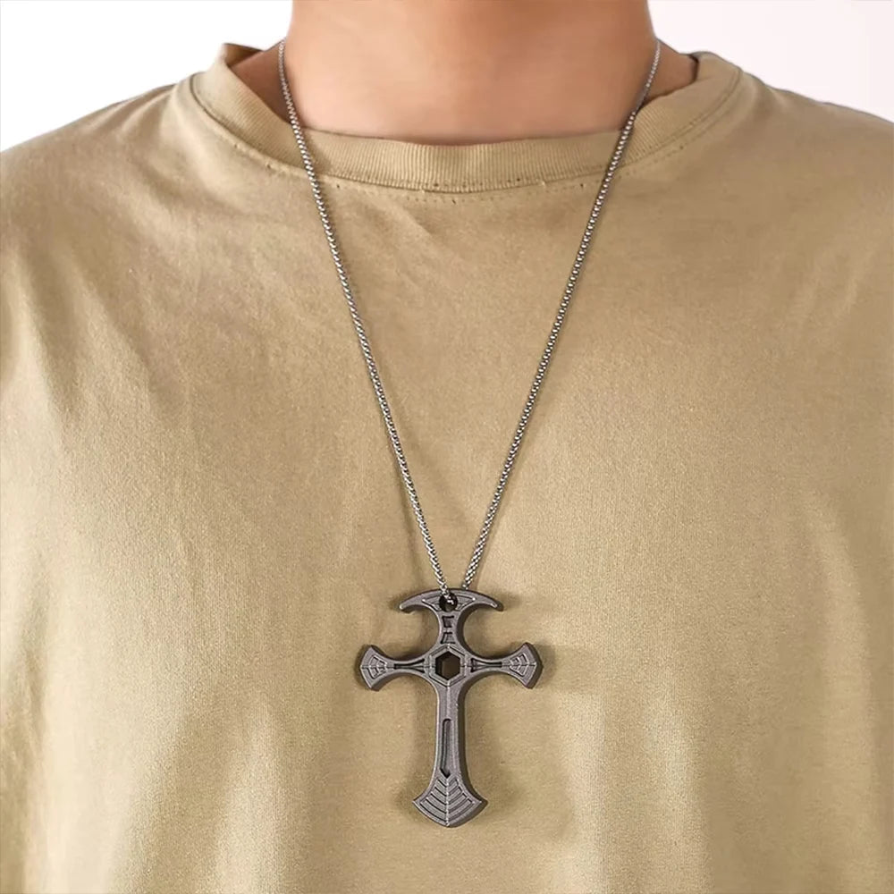 EDC Tactical Cross Pendant - Compact Outdoor Utility & Everyday Carry Accessory