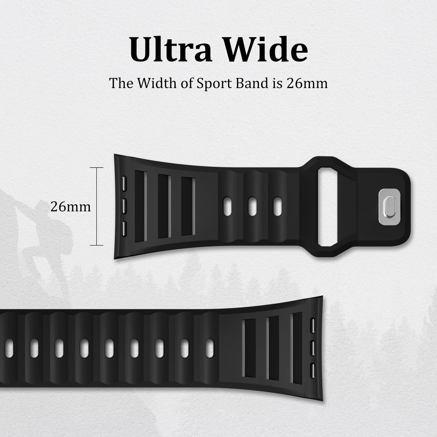Sport Silicone Strap for Apple Watch - Compatible with Ultra 49mm, 45mm, 44mm, 42mm, Series 9, 8, 7, 6, SE, 5, 4, Wrist Band Bracelet