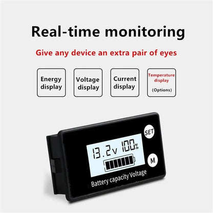 Battery Capacity Indicator Voltmeter – DC 8V-100V for Lead Acid, Lithium & LiFePO4 Cars & Motorcycles