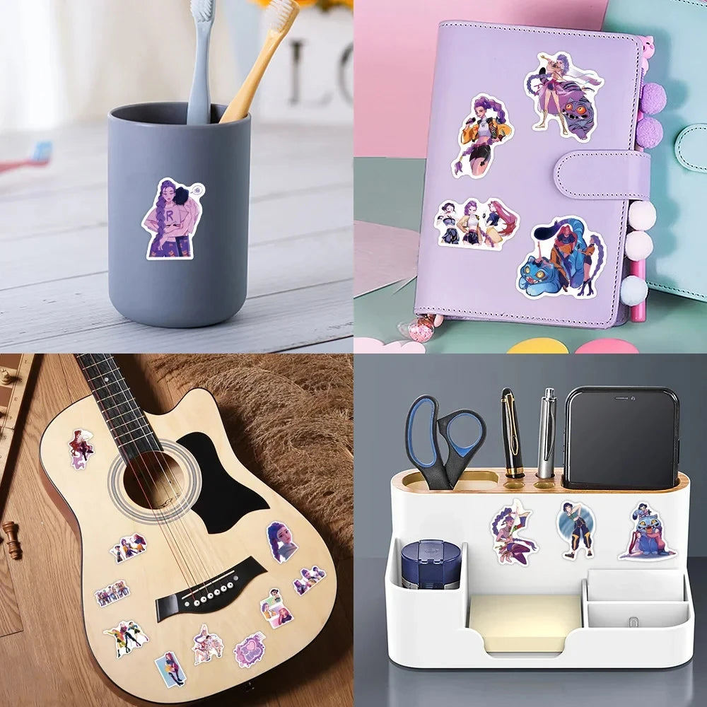 55-170PCS K-Pop Demon Hunters Anime Stickers – Waterproof DIY Decoration for Boys, Girls & Fans Gift