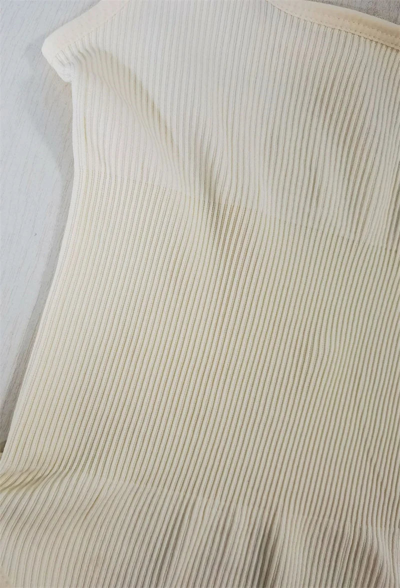 GUUDIA Ribbed Tummy Control Jumpsuit – Light Compression Daily Shaper Bodysuit with Open Crotch Shapewear Design