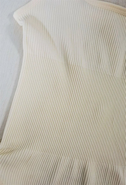 GUUDIA Ribbed Tummy Control Jumpsuit – Light Compression Daily Shaper Bodysuit with Open Crotch Shapewear Design