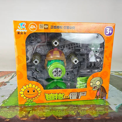Plants vs Zombies Gatling Pea Shooter & Egyptian Zombie Toy Set – Full Game Scene Figures for Kids Gift