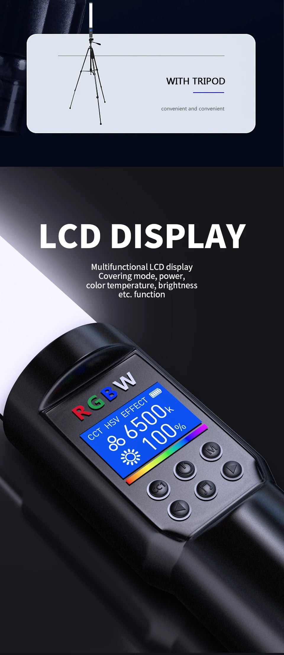 RGB Photography Video Light Stick - Colorful LED Lamp Fill Light, Handheld Speedlight with Tripod Stand for Parties
