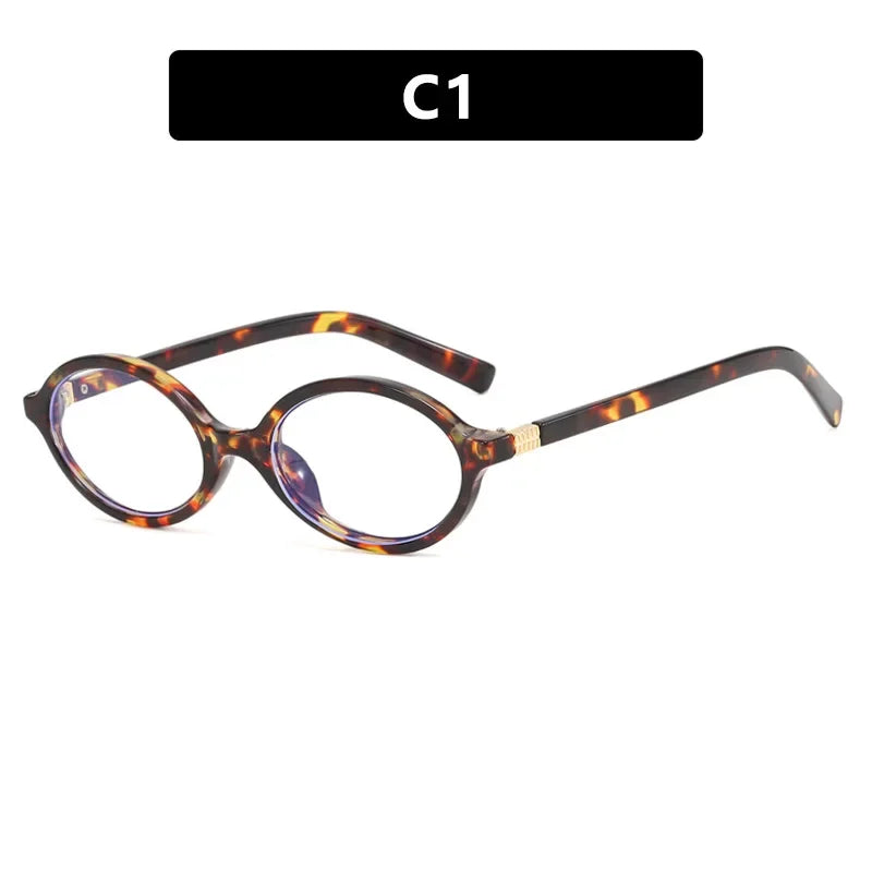 Oval Small Frame Retro Glasses for Women - Korean Plain Style Anti-Blue Light Eyewear, Ladies Optical Spectacles