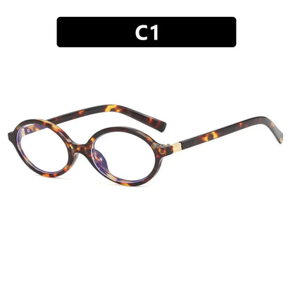 Oval Small Frame Retro Glasses for Women - Korean Plain Style Anti-Blue Light Eyewear, Ladies Optical Spectacles