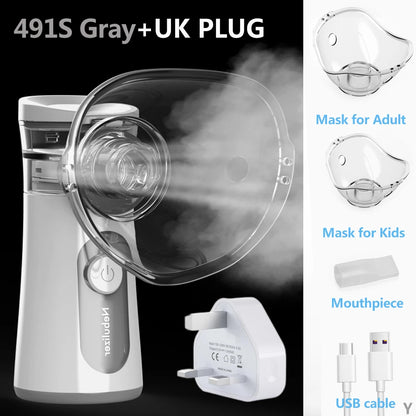 KIUZOU Silent Handheld Mesh Nebulizer – Portable Asthma Inhaler & Mini Humidifier for Kids & Adults