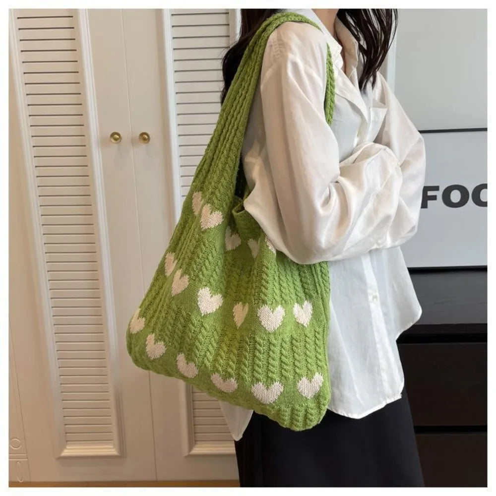 Knitted Handbags for Women - Large Capacity Totes, Shoulder Bag - Autumn Winter Purses, Casual Woven Shopping Bag