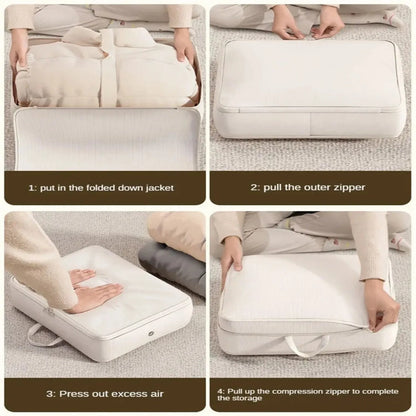 4PCS Compression Packing Bags Set – Foldable Large Capacity Organizer for Clothes, Down Jackets & Cotton Quilts